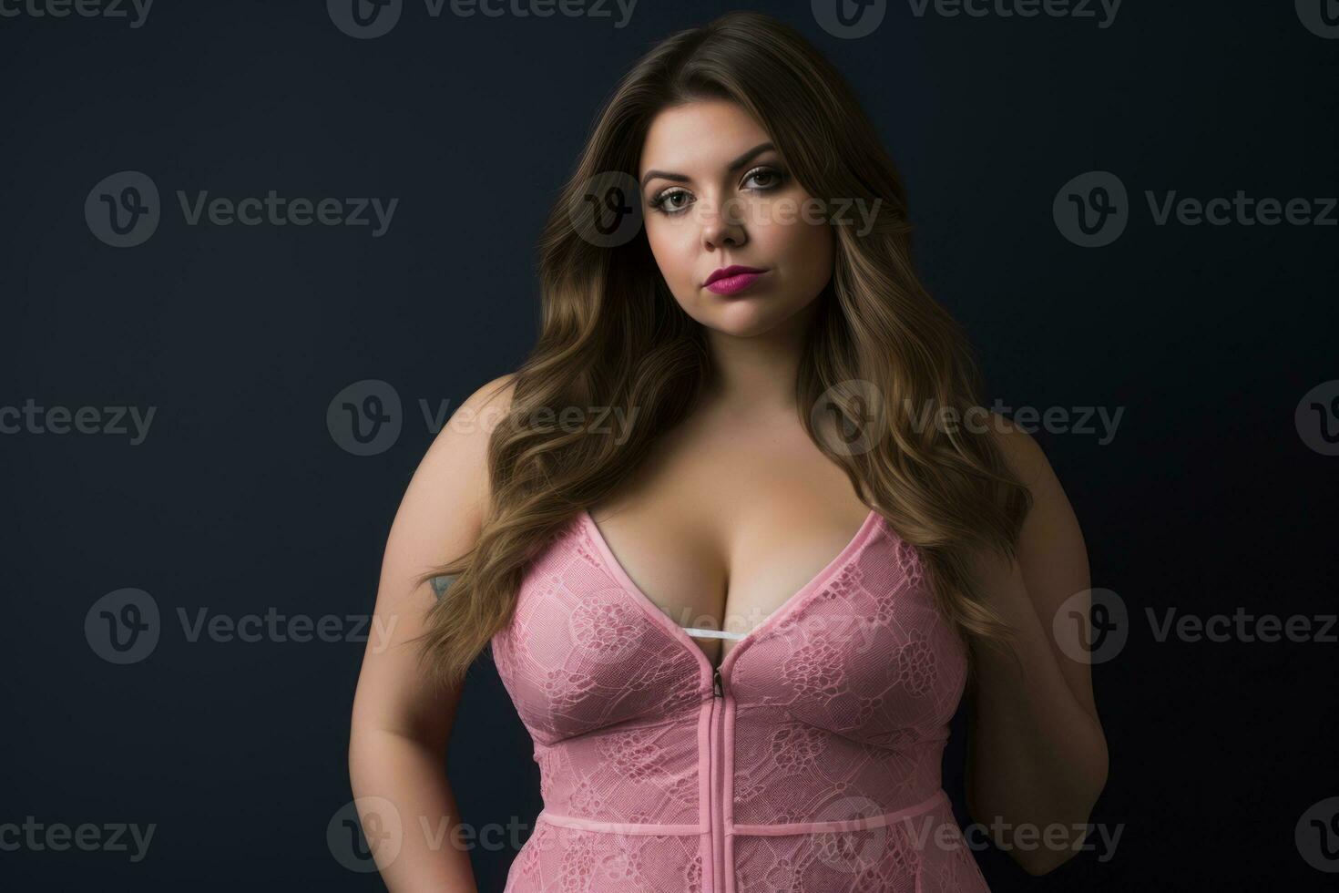 a woman in a pink dress posing for the camera generative ai photo