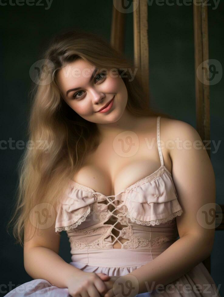 a woman in a pink dress posing for the camera photo