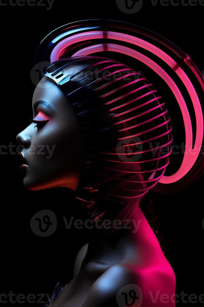 an image of a woman in a futuristic headpiece generative ai 29688742
