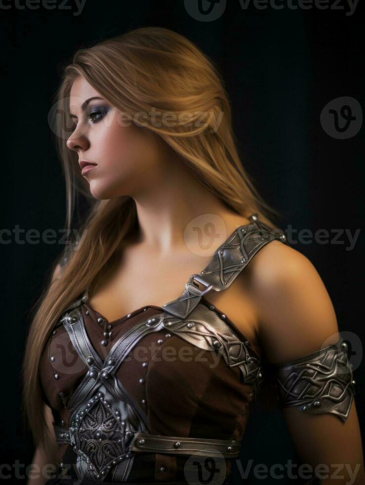 an image of a woman in armor generative ai photo