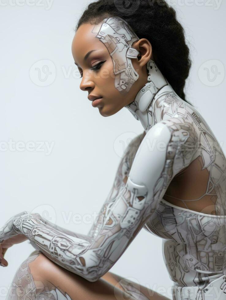 an image of a woman with a robot body generative ai photo