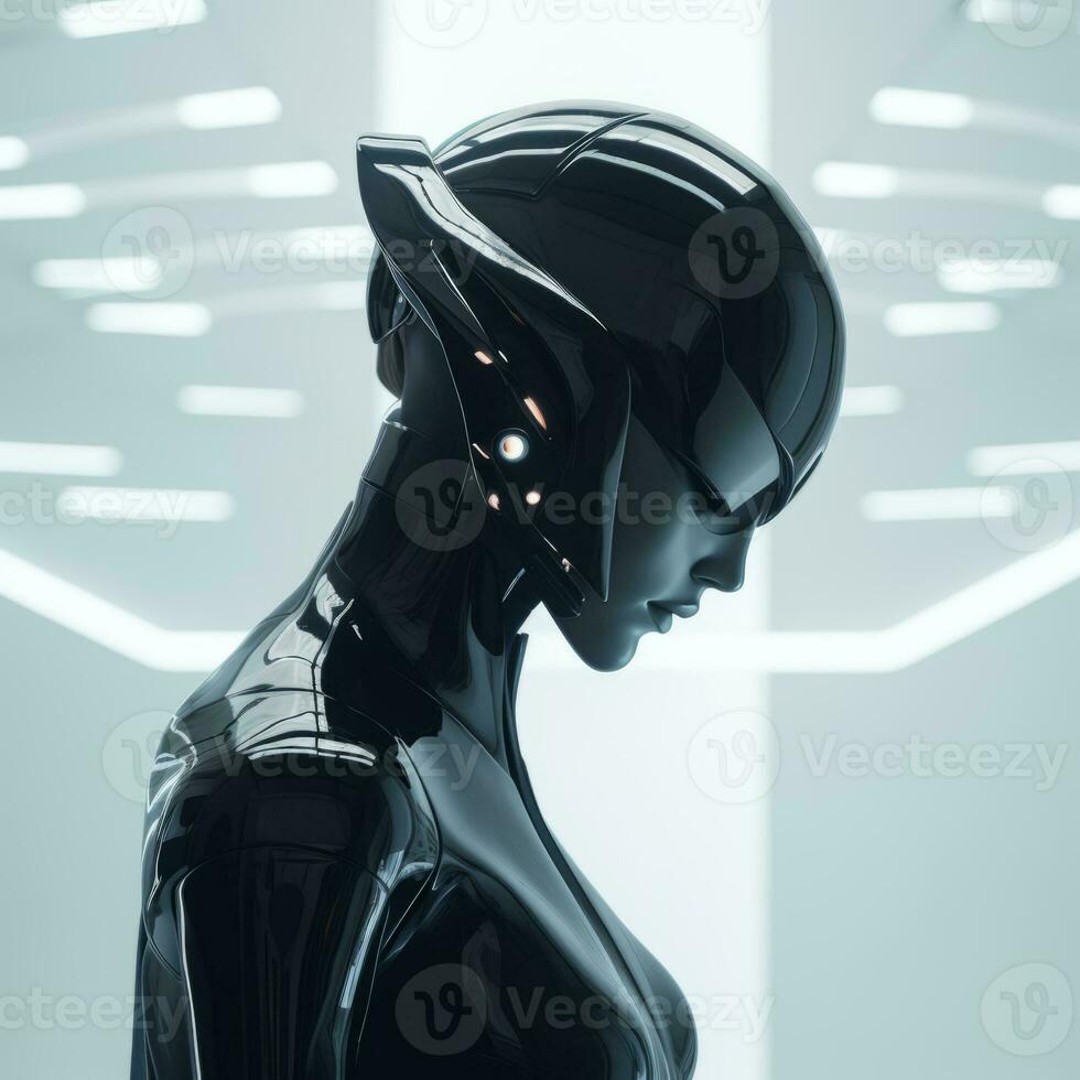 3d rendering of a futuristic woman in a futuristic setting generative ai photo