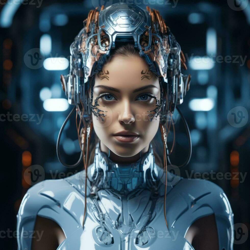 an image of a woman in a futuristic outfit generative AI 28362099 Stock  Photo at Vecteezy