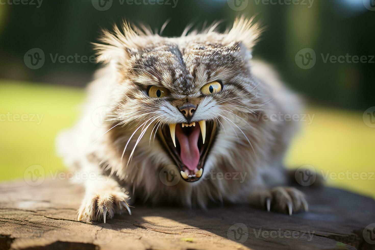 a close up of a cat with its mouth open generative ai photo