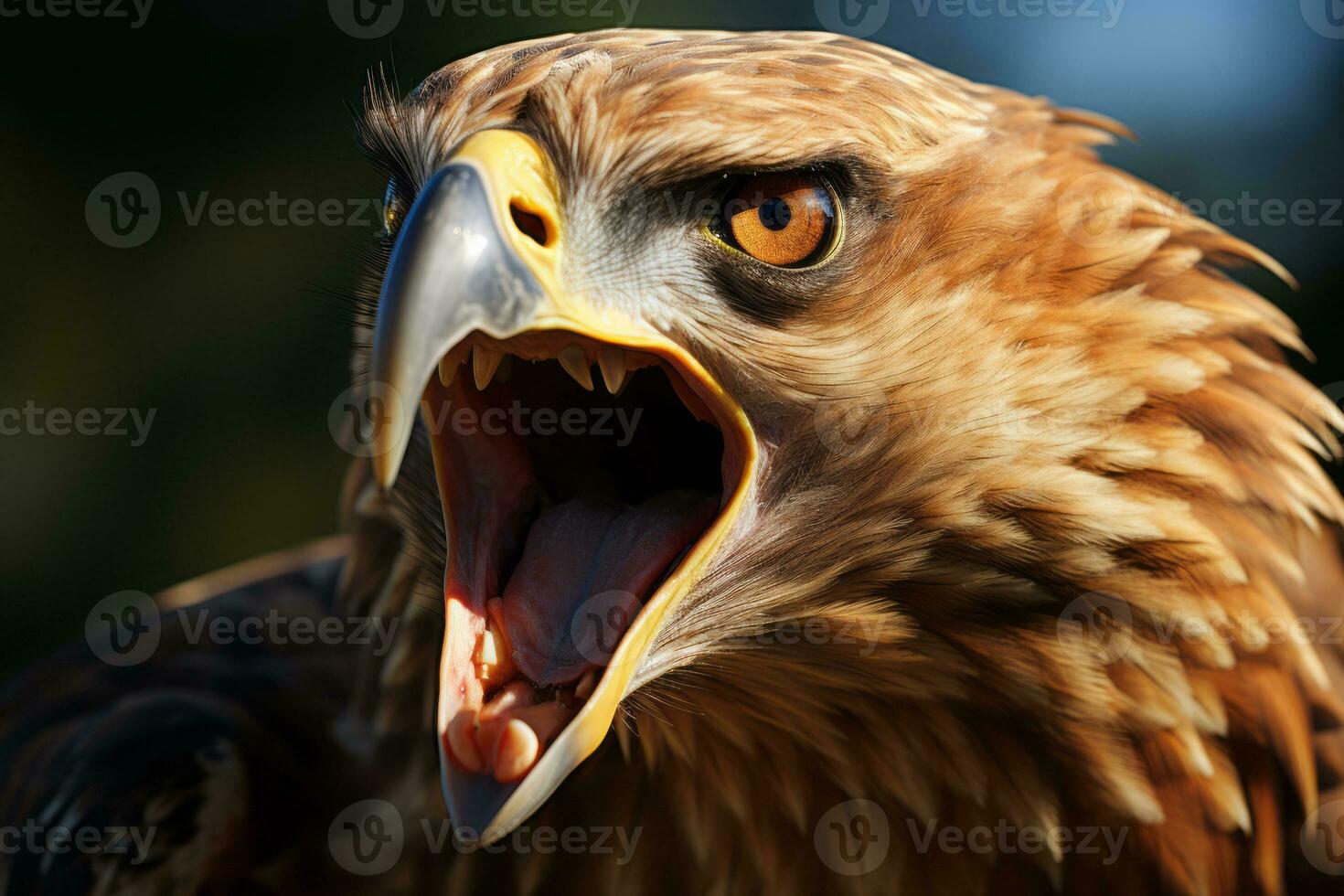 a close up of an eagle with its mouth open generative ai photo