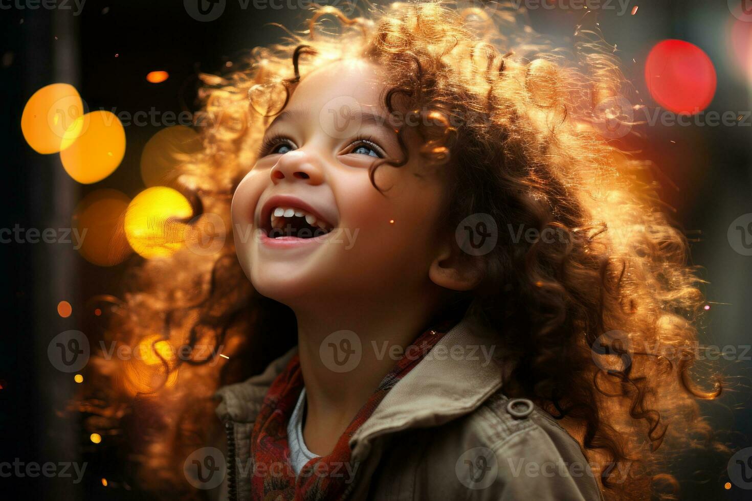 a little girl with curly hair is smiling generative ai photo