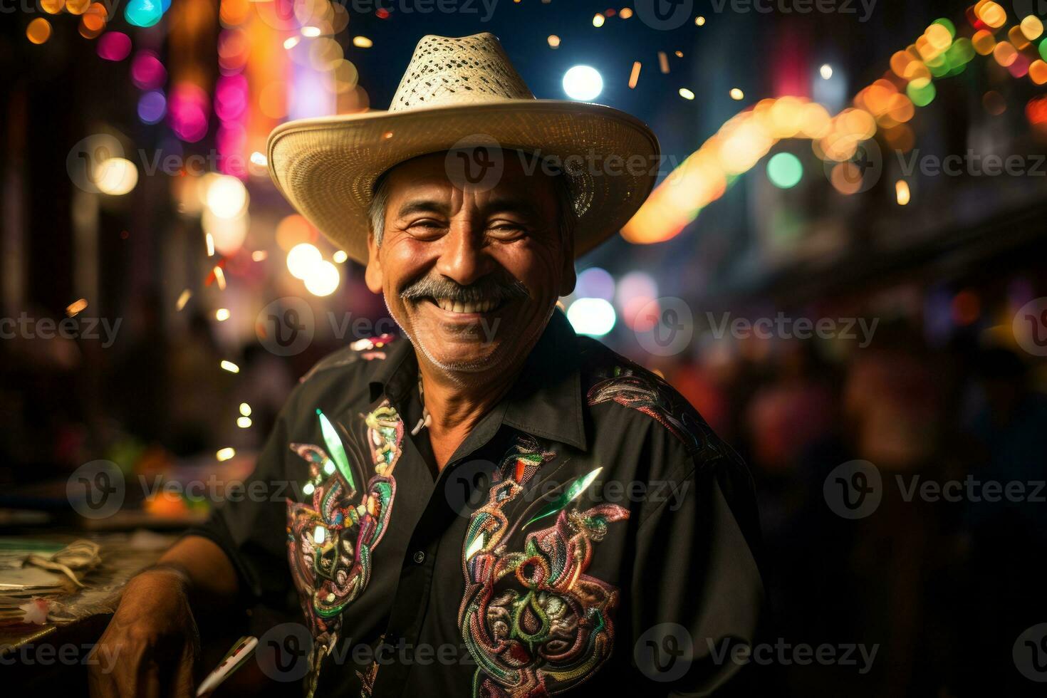 a man in a cowboy hat smiles for the camera generative ai photo