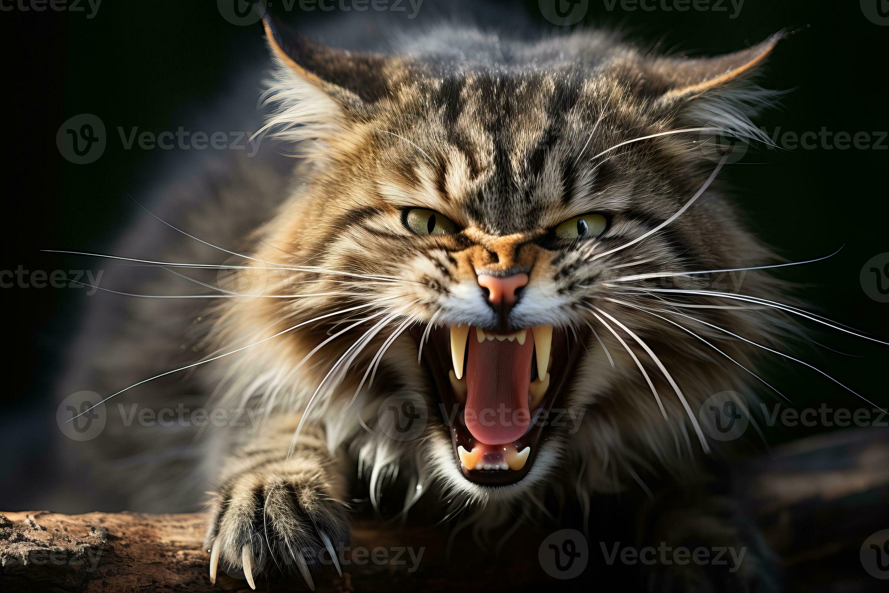 Angry cat face opens its mouth, Stock Video