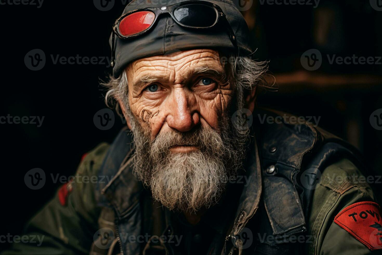 an old man with a beard and glasses generative ai photo