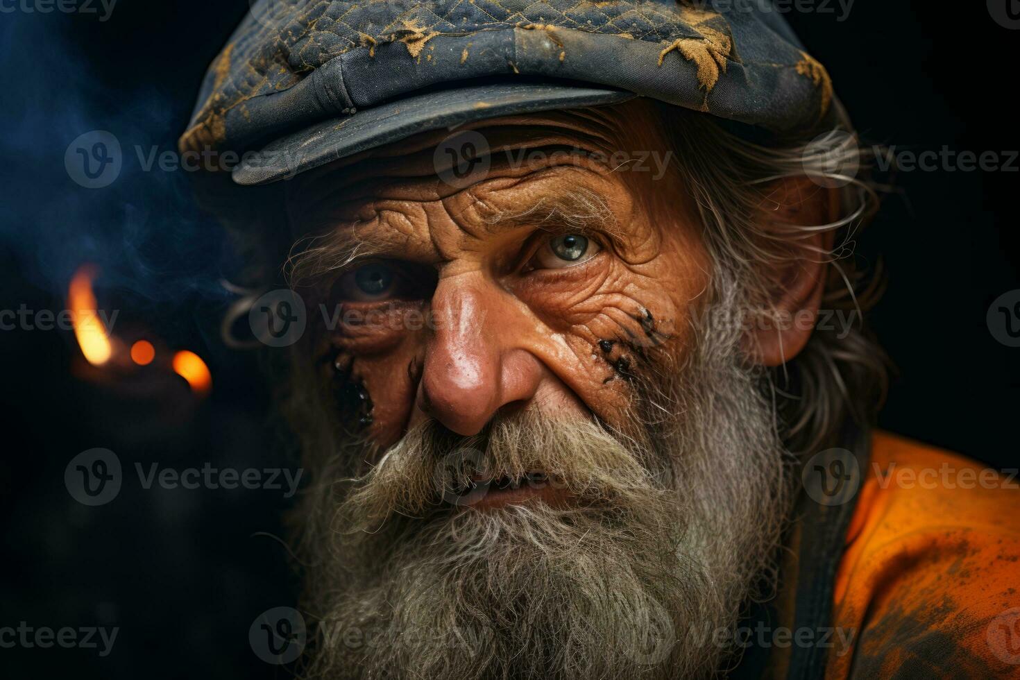 an old man with a beard and a hat generative ai photo