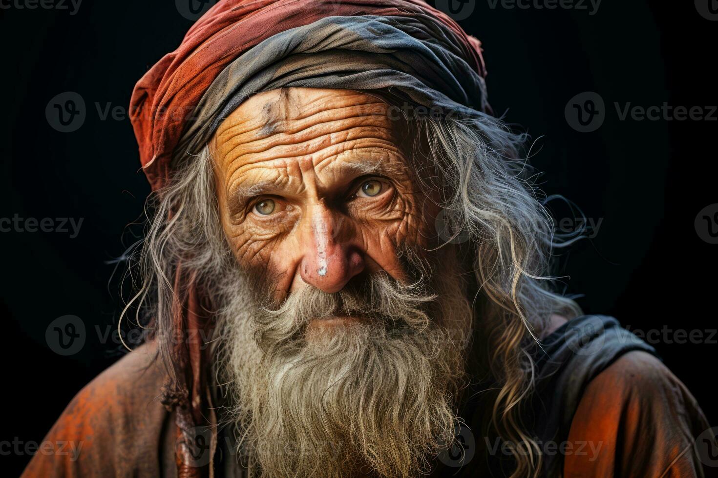 an old man with a long beard and a turban generative ai photo