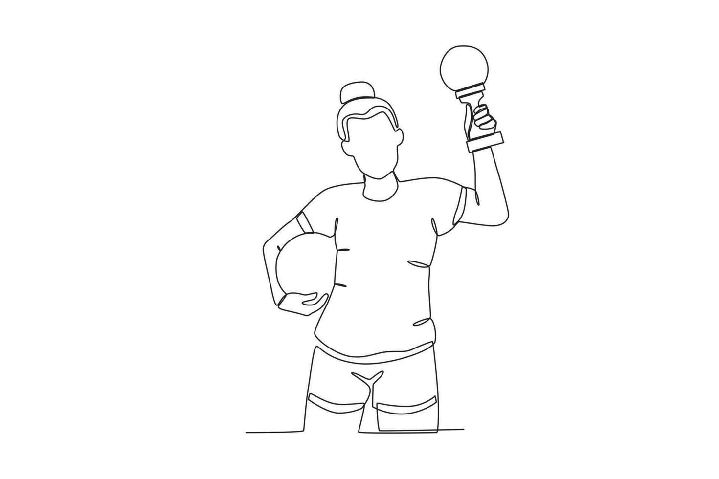 A woman holding a trophy and a ball vector