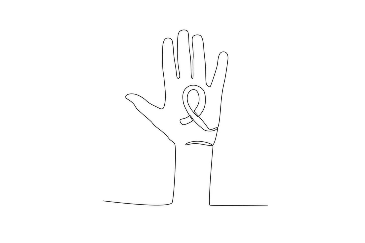 A hand and ribbon prohibiting women's violence vector