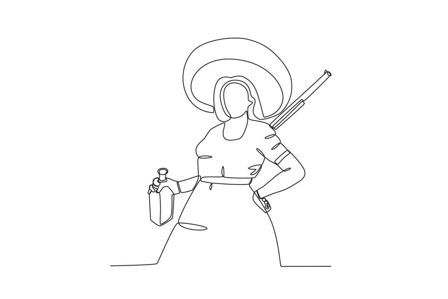 A Mexican woman carrying a gun vector