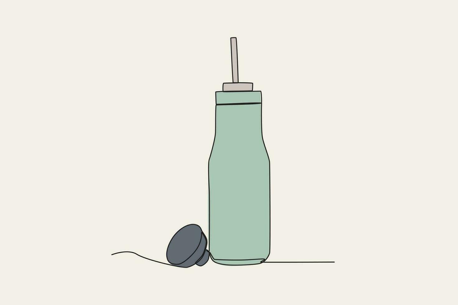 Color illustration of a tumbler with a straw vector