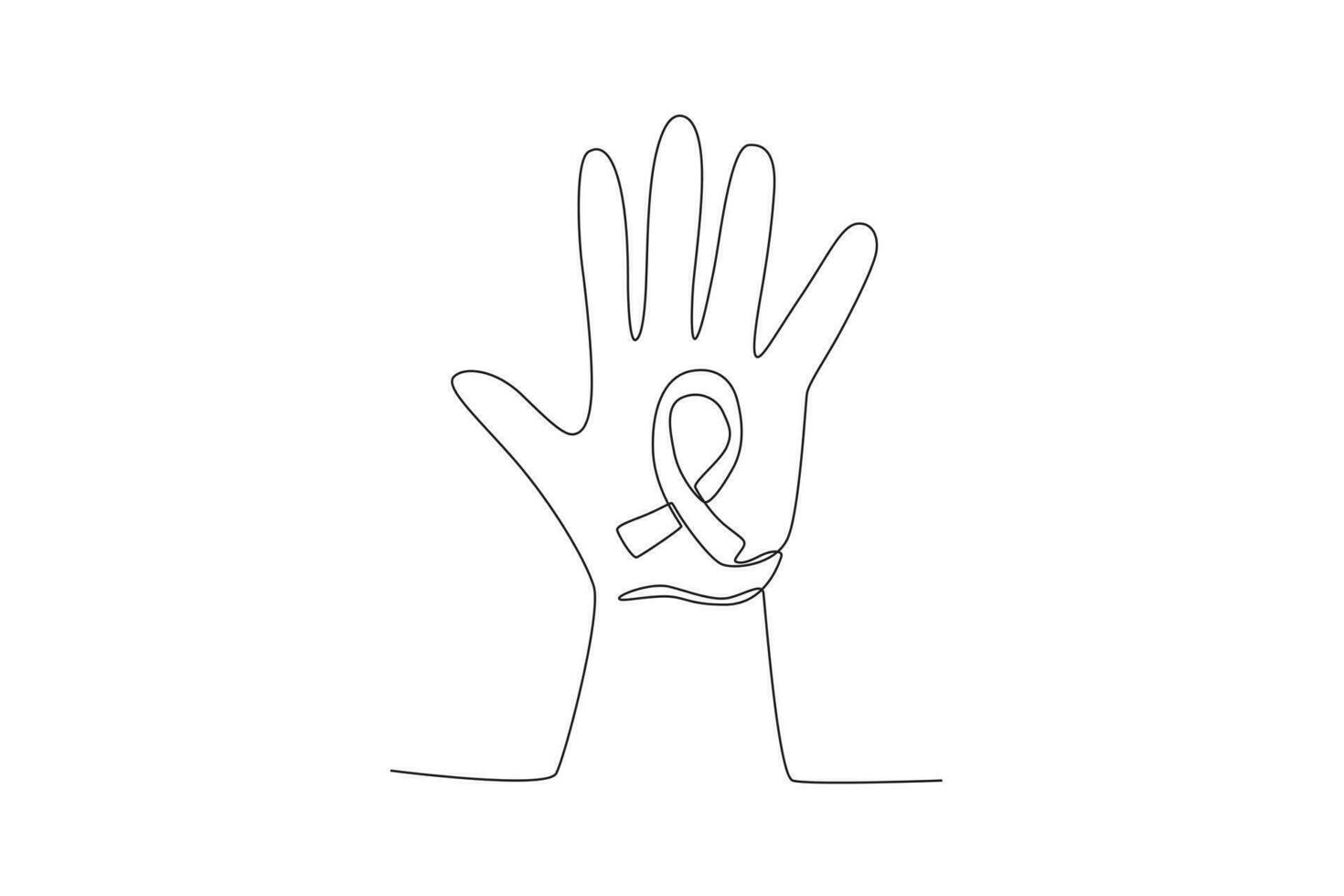 A ribbon and hands form a symbol of the prohibition of violence vector
