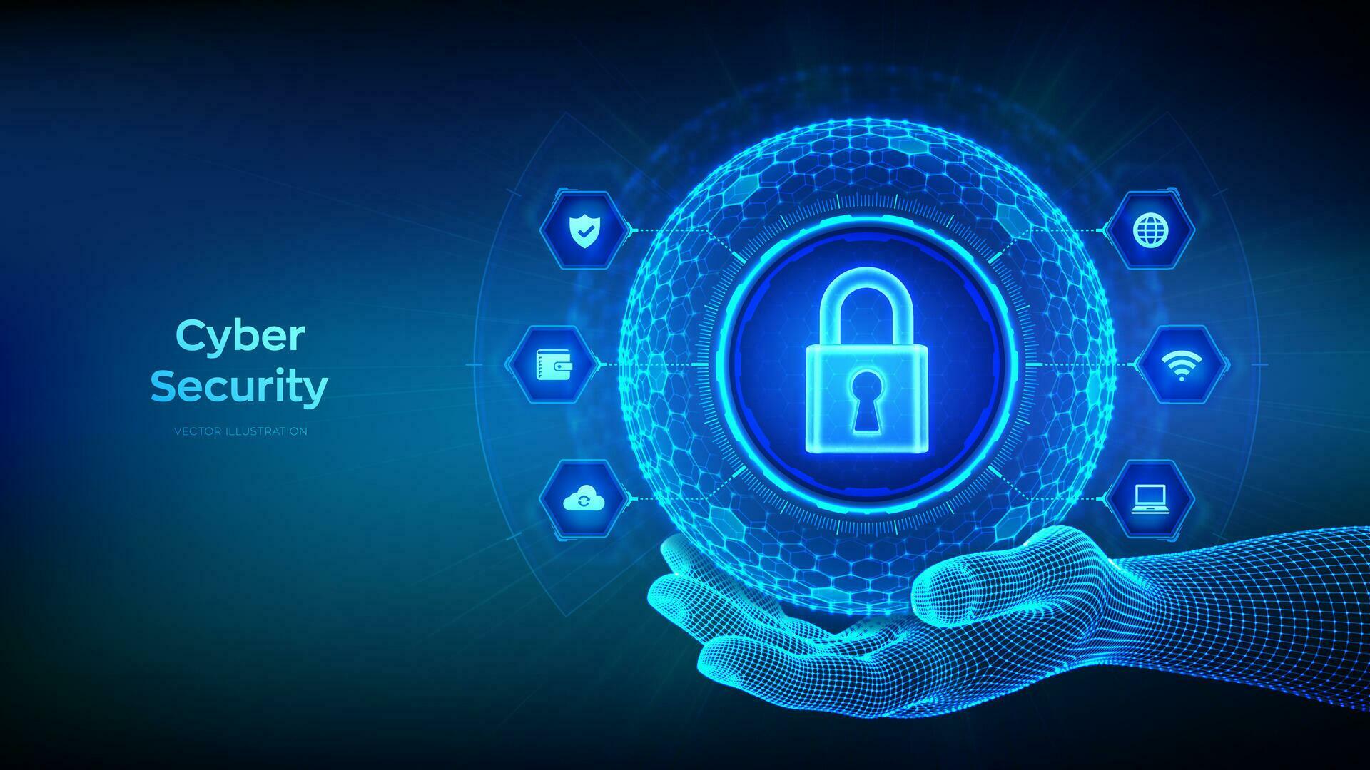 Cyber security. Information protect and or safe concept. Abstract 3D