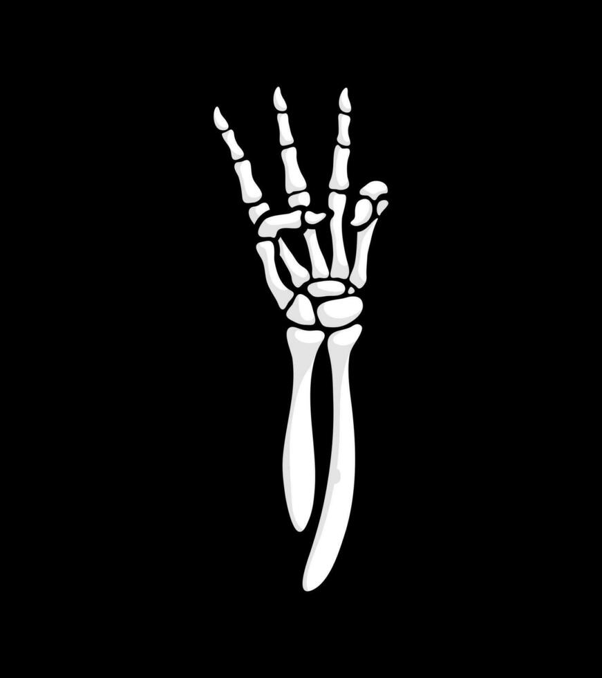 Skeleton hand forms a three-fingered gesture vector