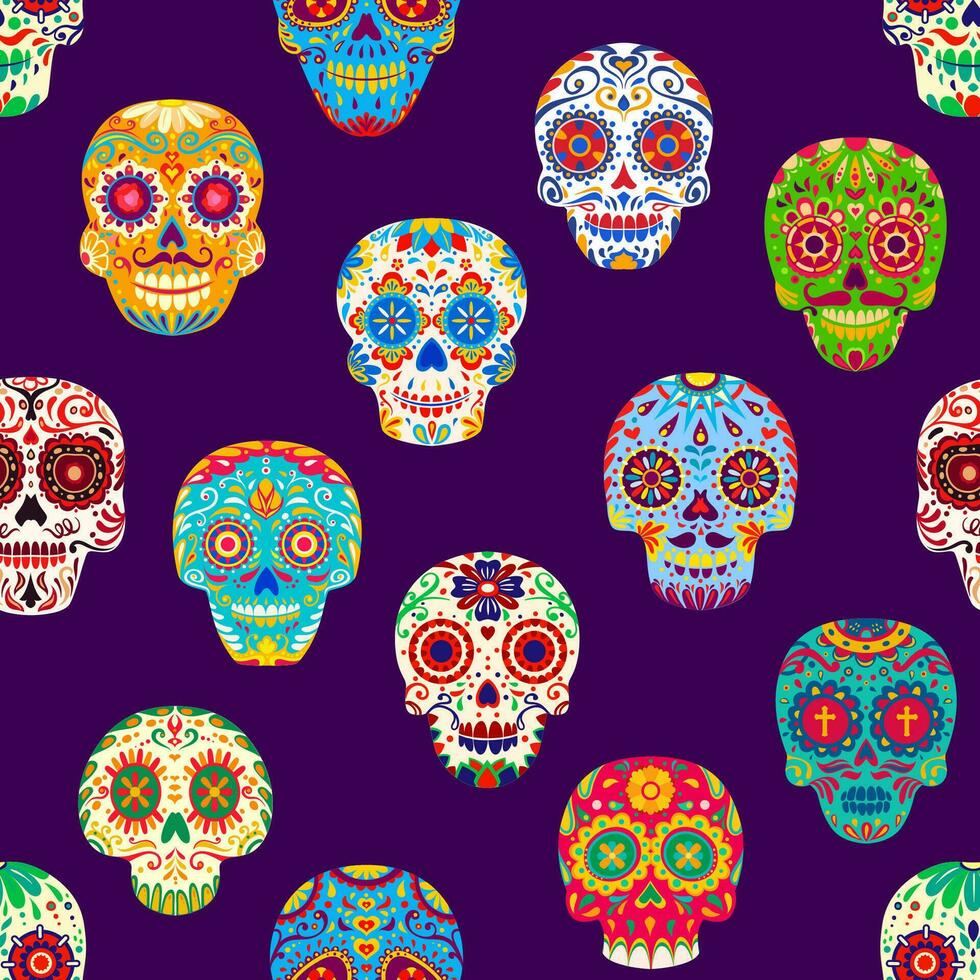 mexicano Calavera azúcar calaveras sin costura modelo vector