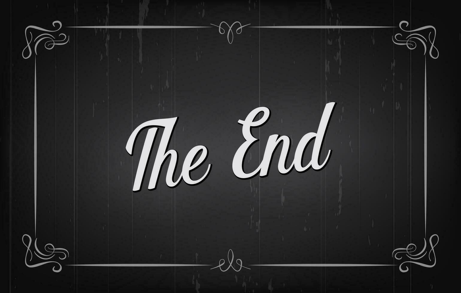Silent movie cinema film end screen, retro borders vector