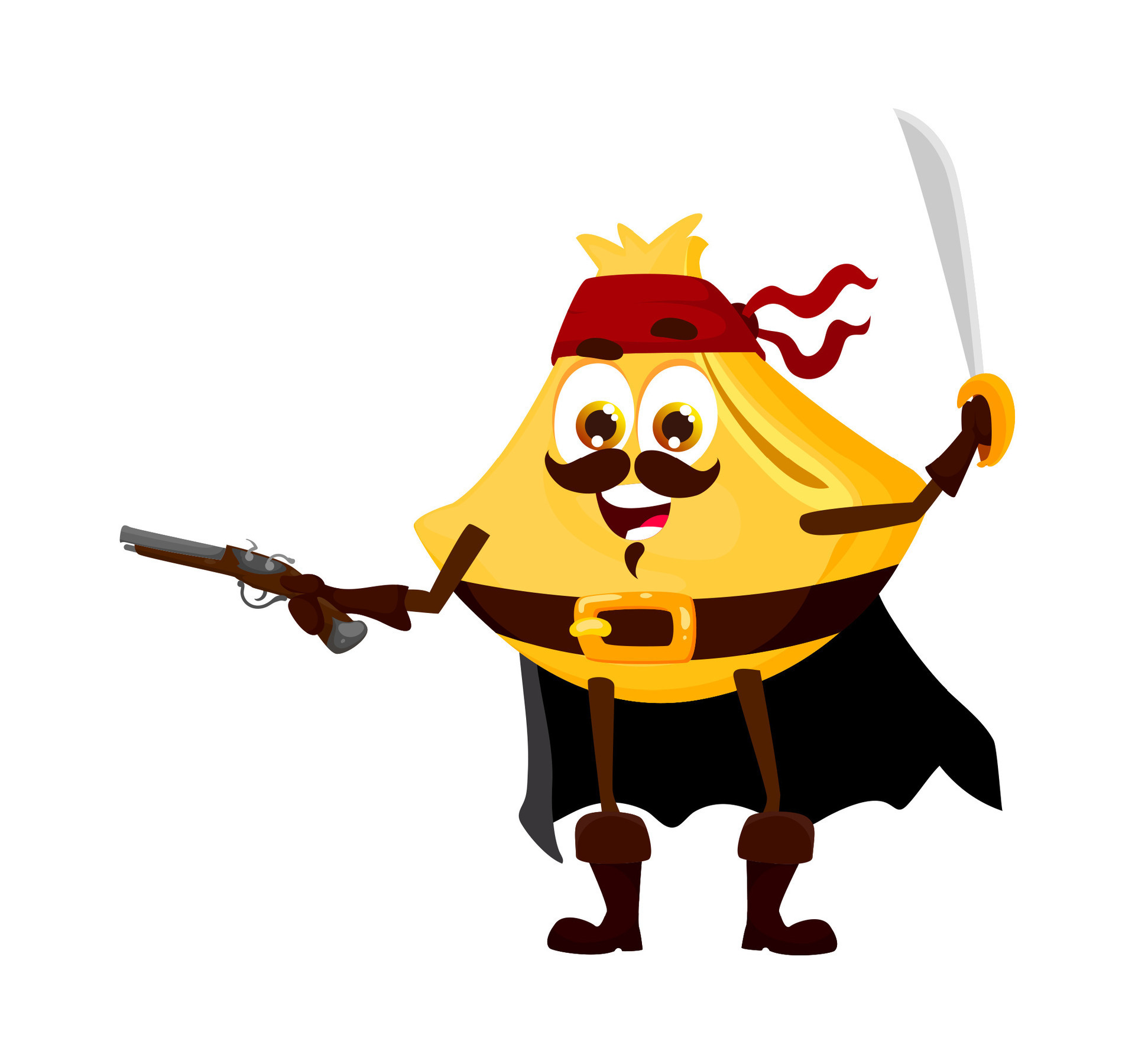 Cartoon italian pasta pirate character, sabre, gun 29693913 Vector Art at  Vecteezy