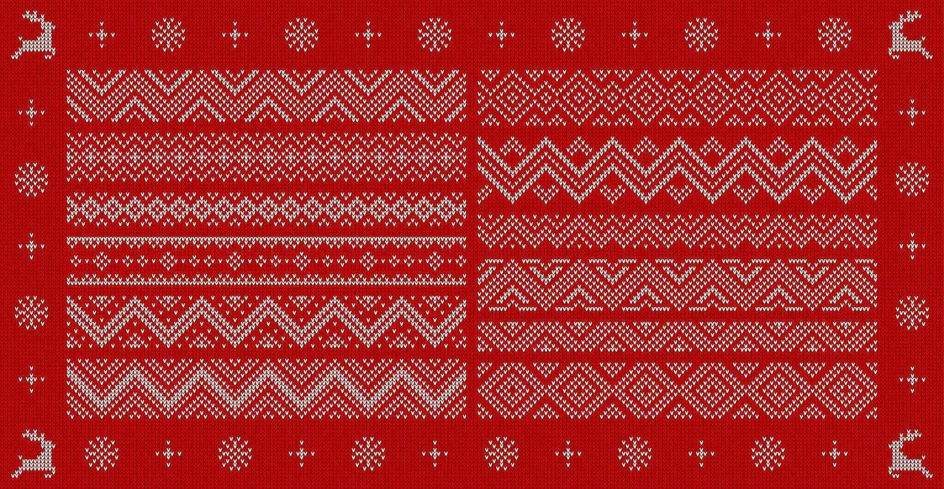 Christmas sweater borders, frames and patterns vector