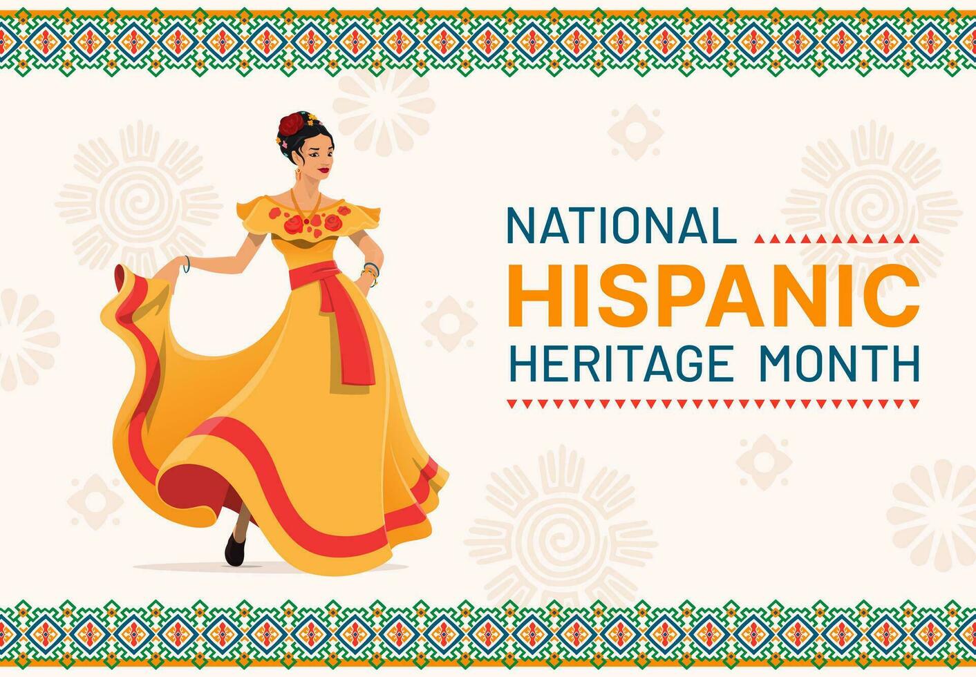 Dancing woman on national hispanic heritage banner vector