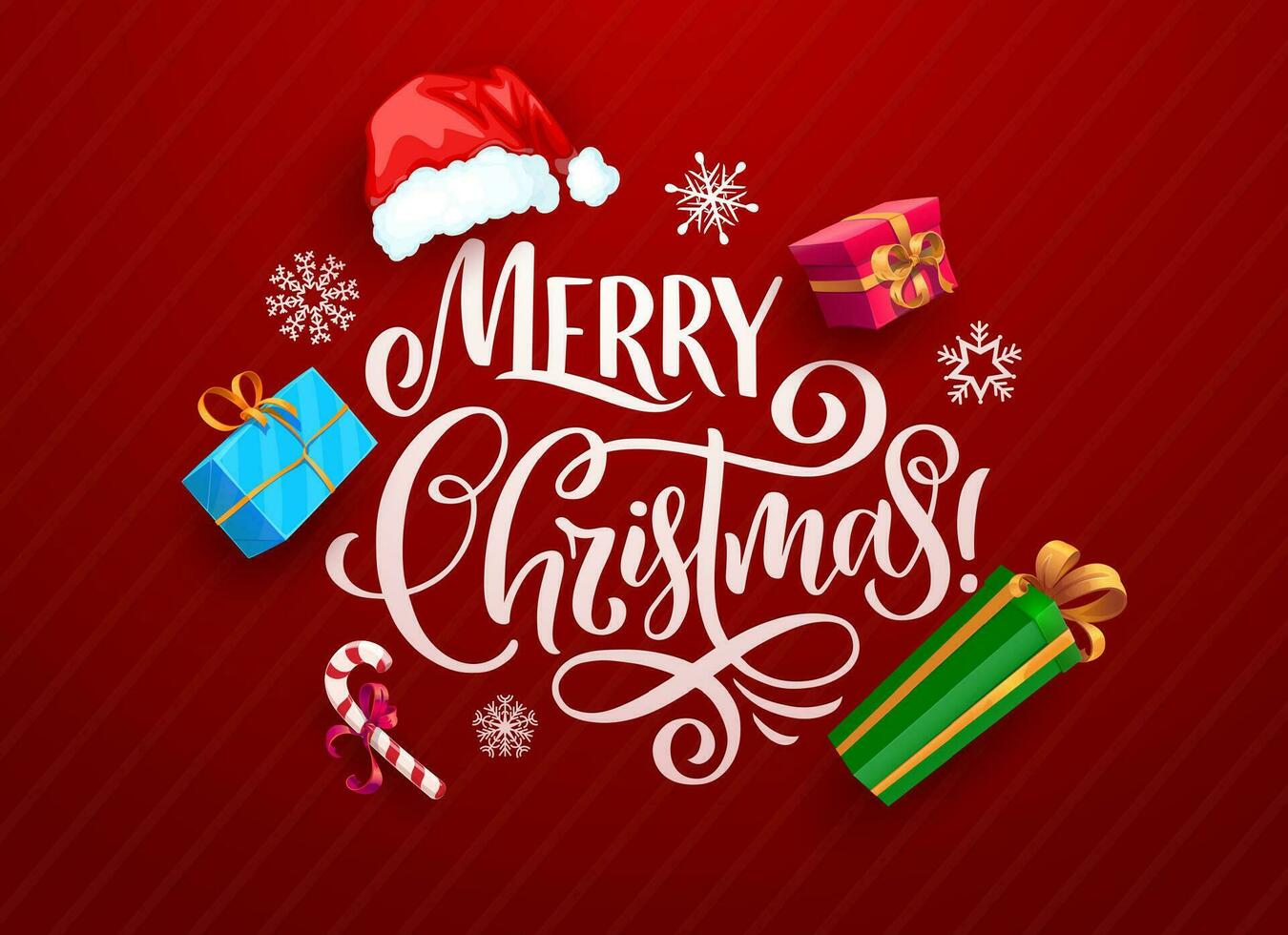 Merry Christmas banner with holiday presents boxes vector