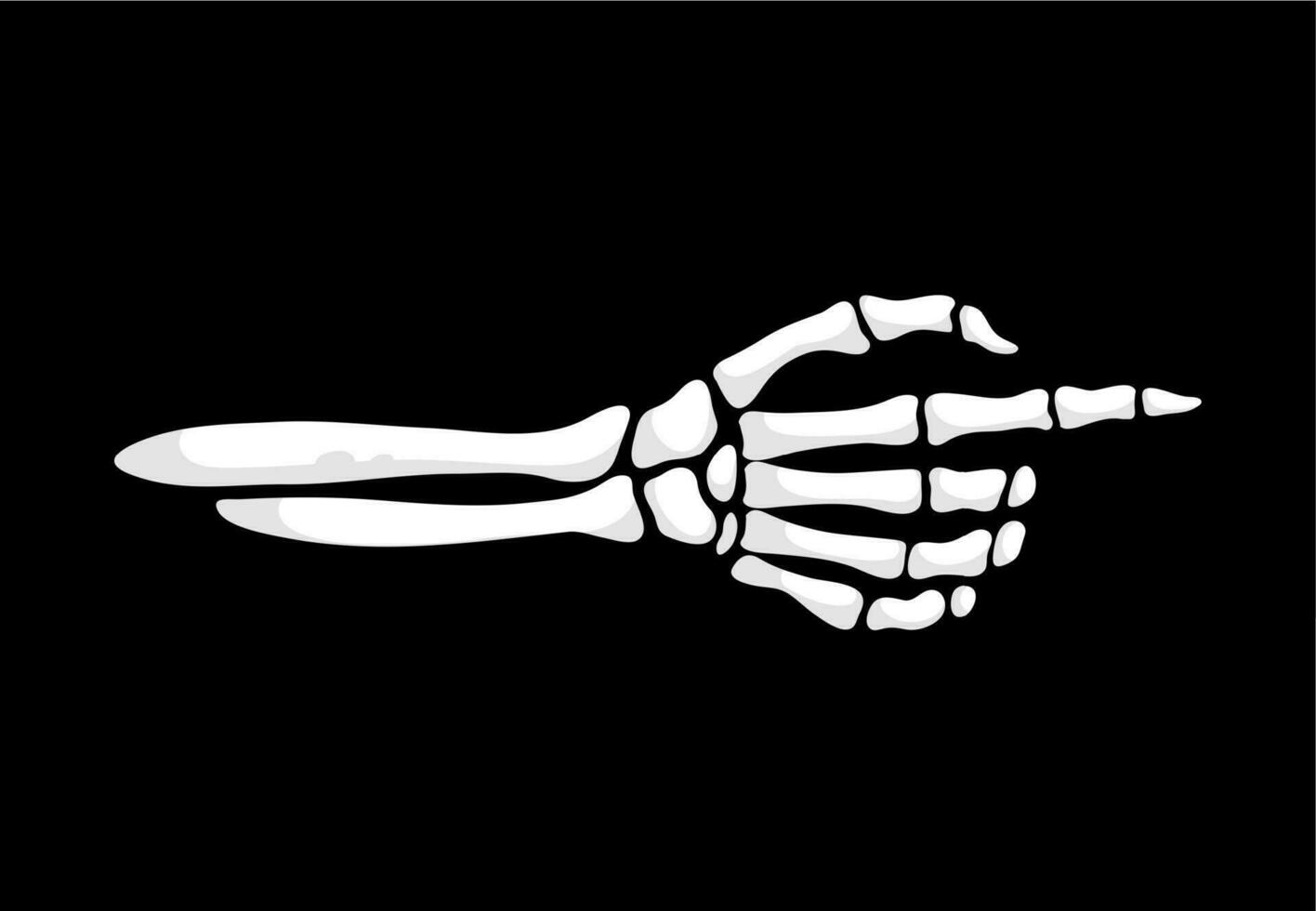 Skeleton hand pointing gesture indicates direction vector