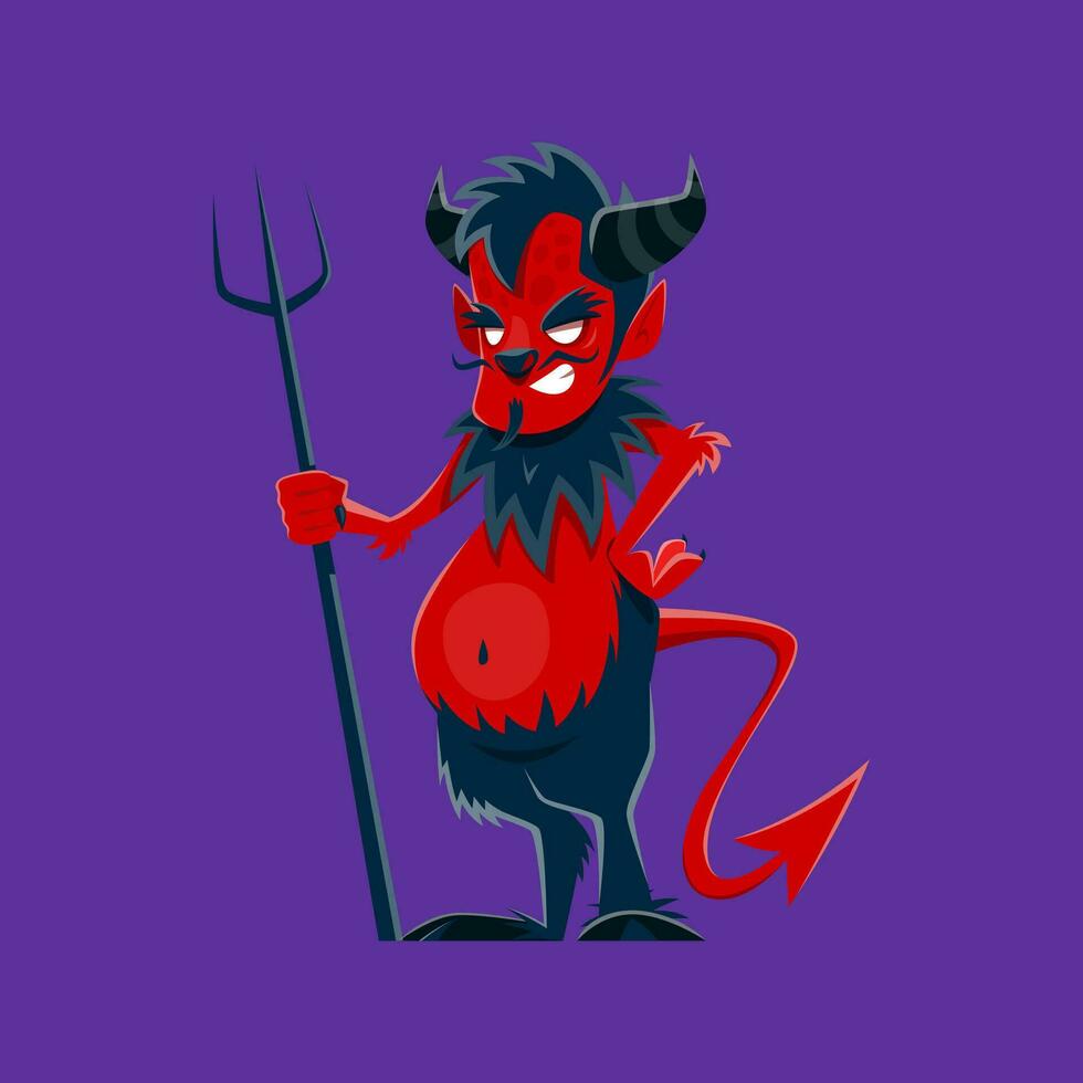 Halloween devil character, horror holiday monster vector