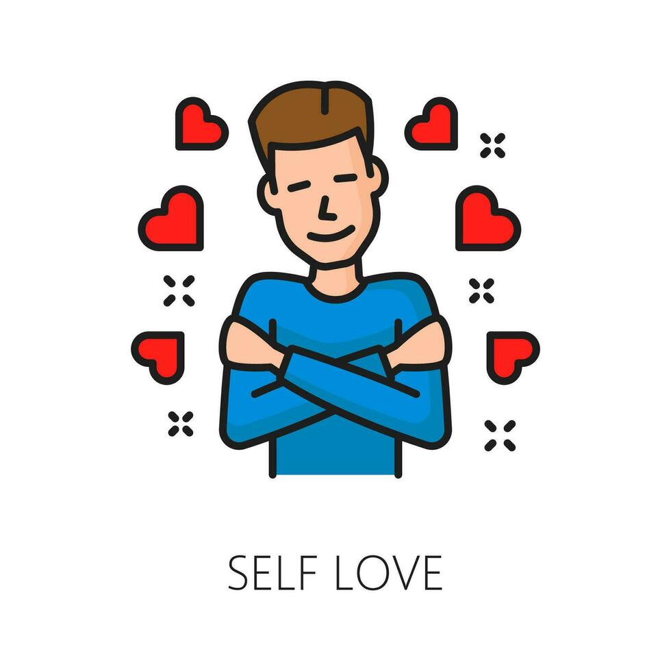 Self love psychological disorder problem, icon vector