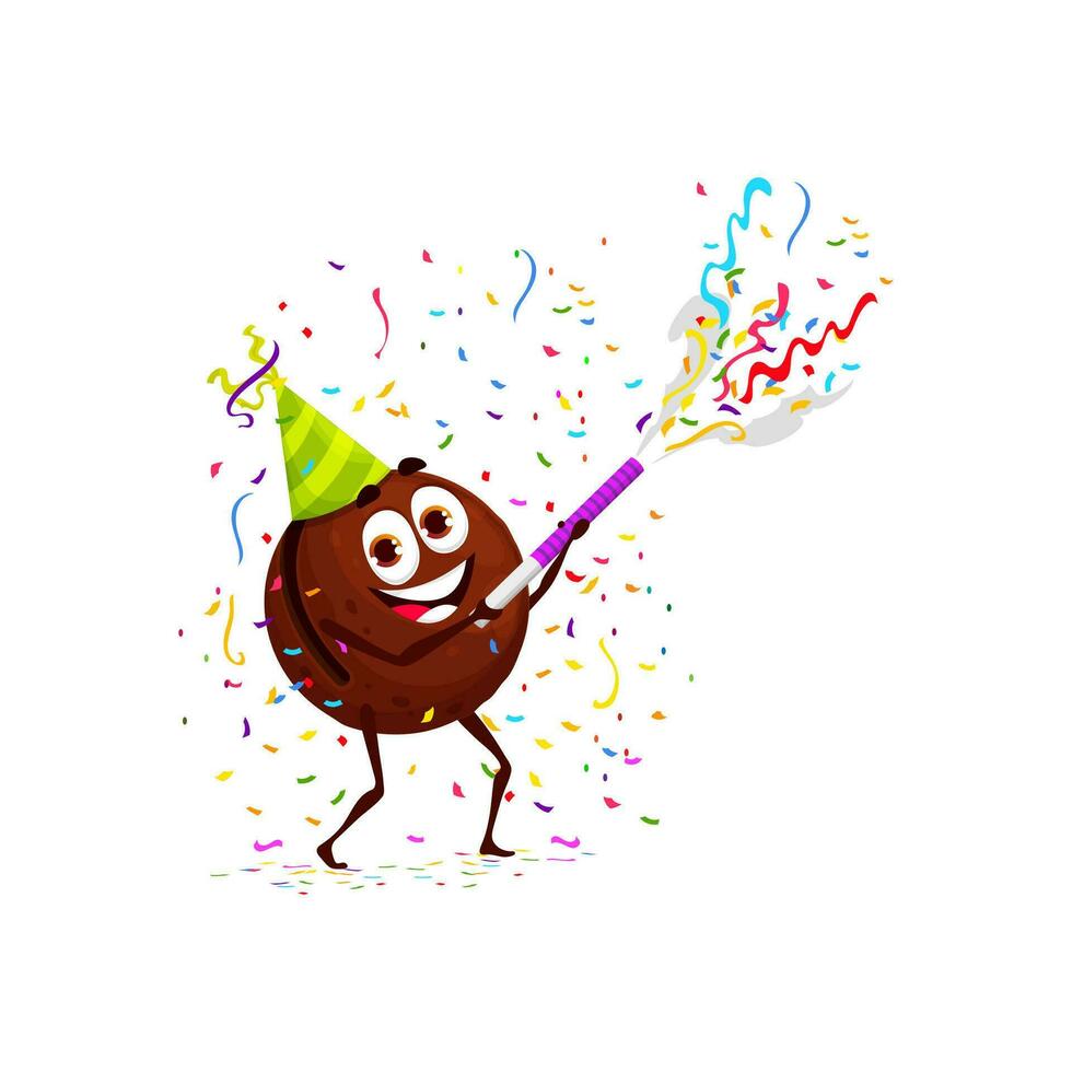 Cartoon macadamia nut shooting from a popper vector