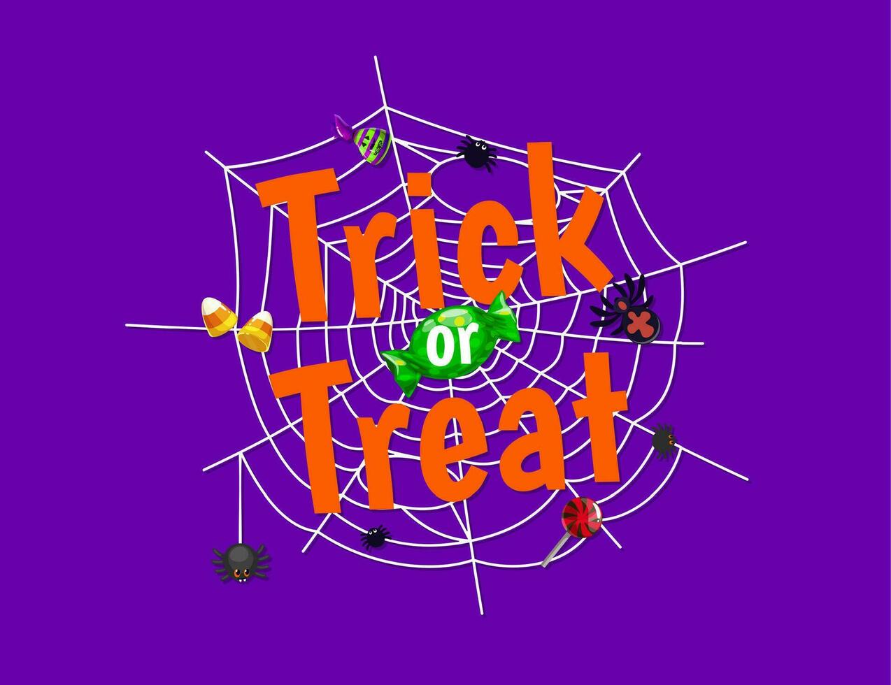 Trick or treat Halloween banner spiders and sweets vector