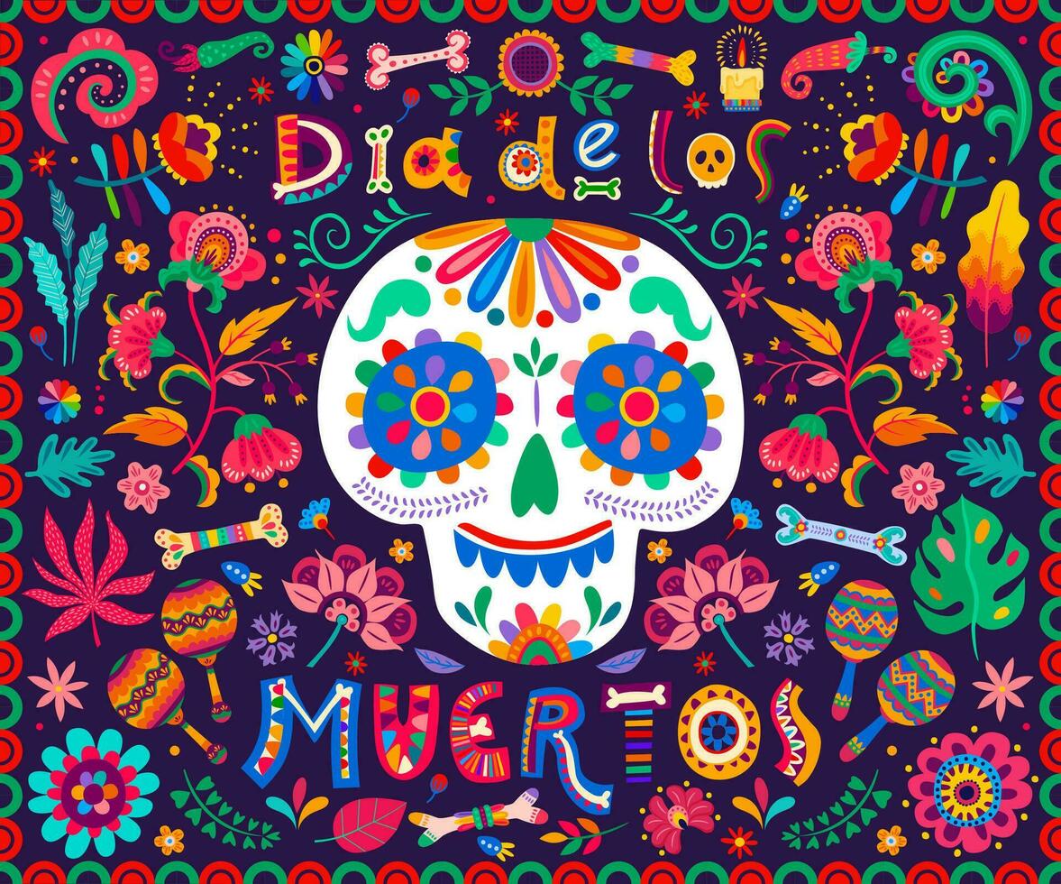 Dia de Los Muertos or Day of Dead Mexican holiday vector