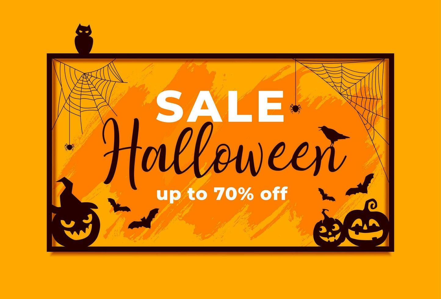 Halloween holiday sale grunge banner, pumpkin, bat vector