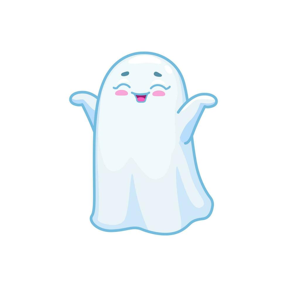 Víspera de Todos los Santos kawaii fantasma personaje, adorable espíritu vector