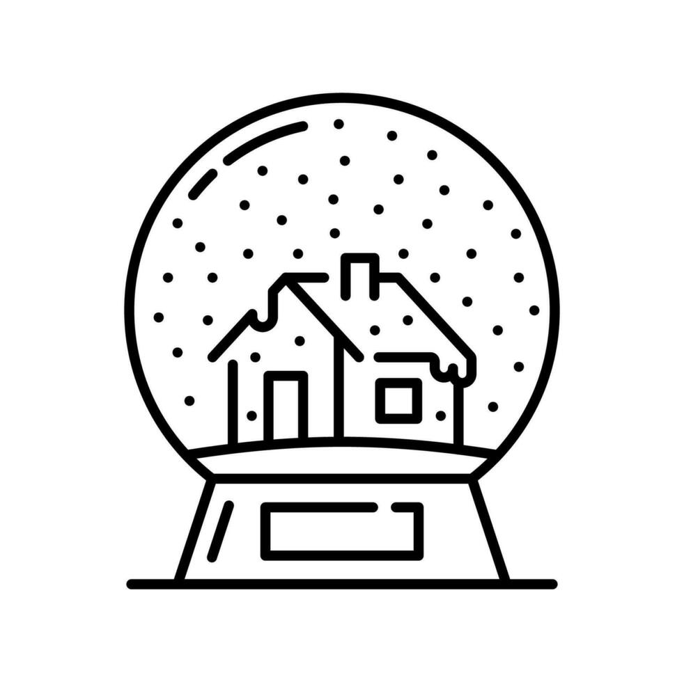 Snow globe with house Christmas thin line icon vector