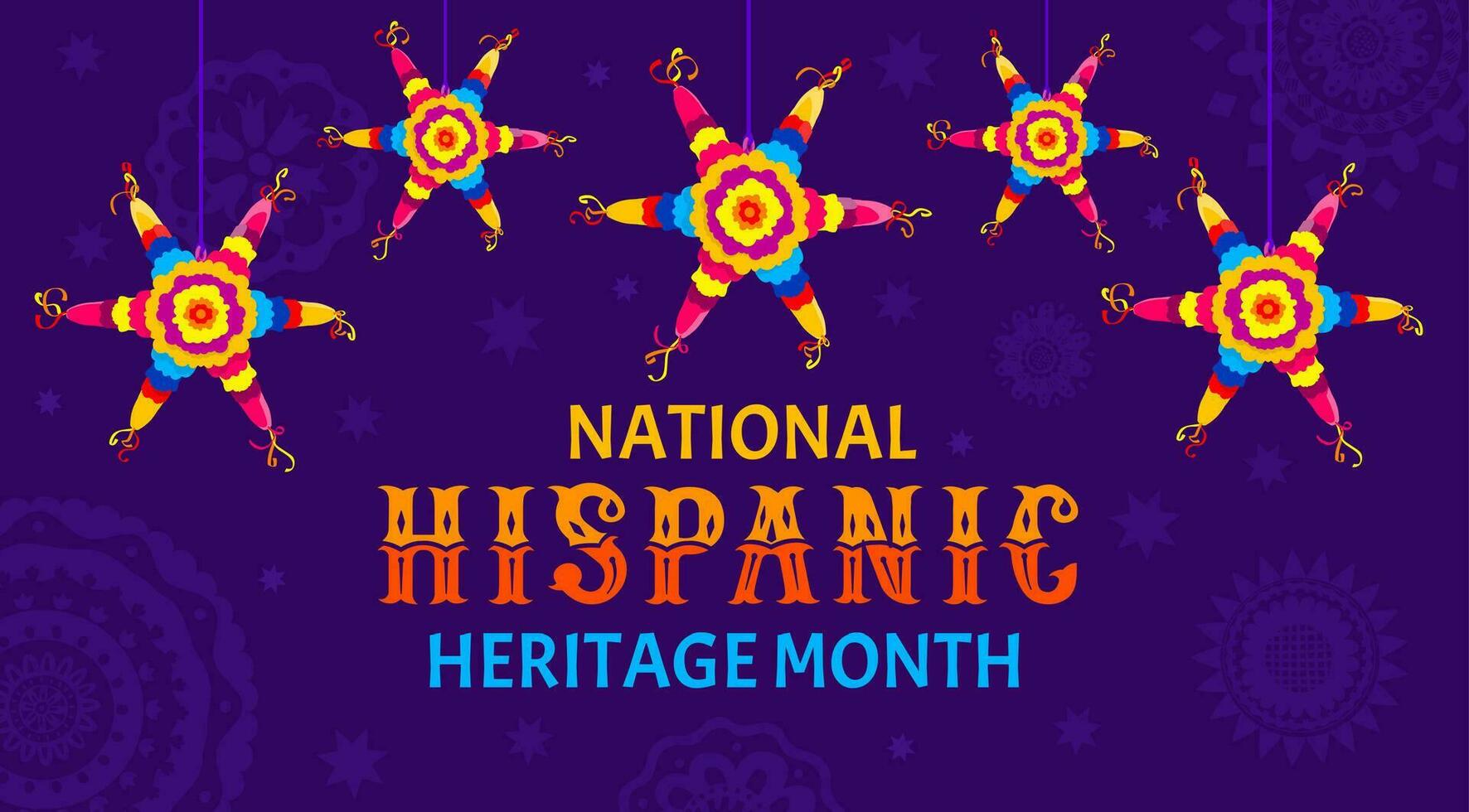 Hispanic heritage month banner with pinata stars vector