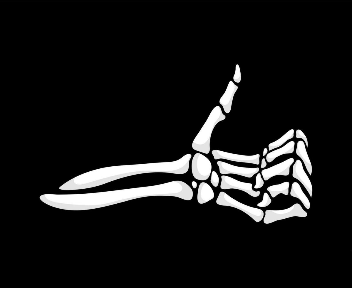 Skeleton hand showing thumb up with bony fingers vector