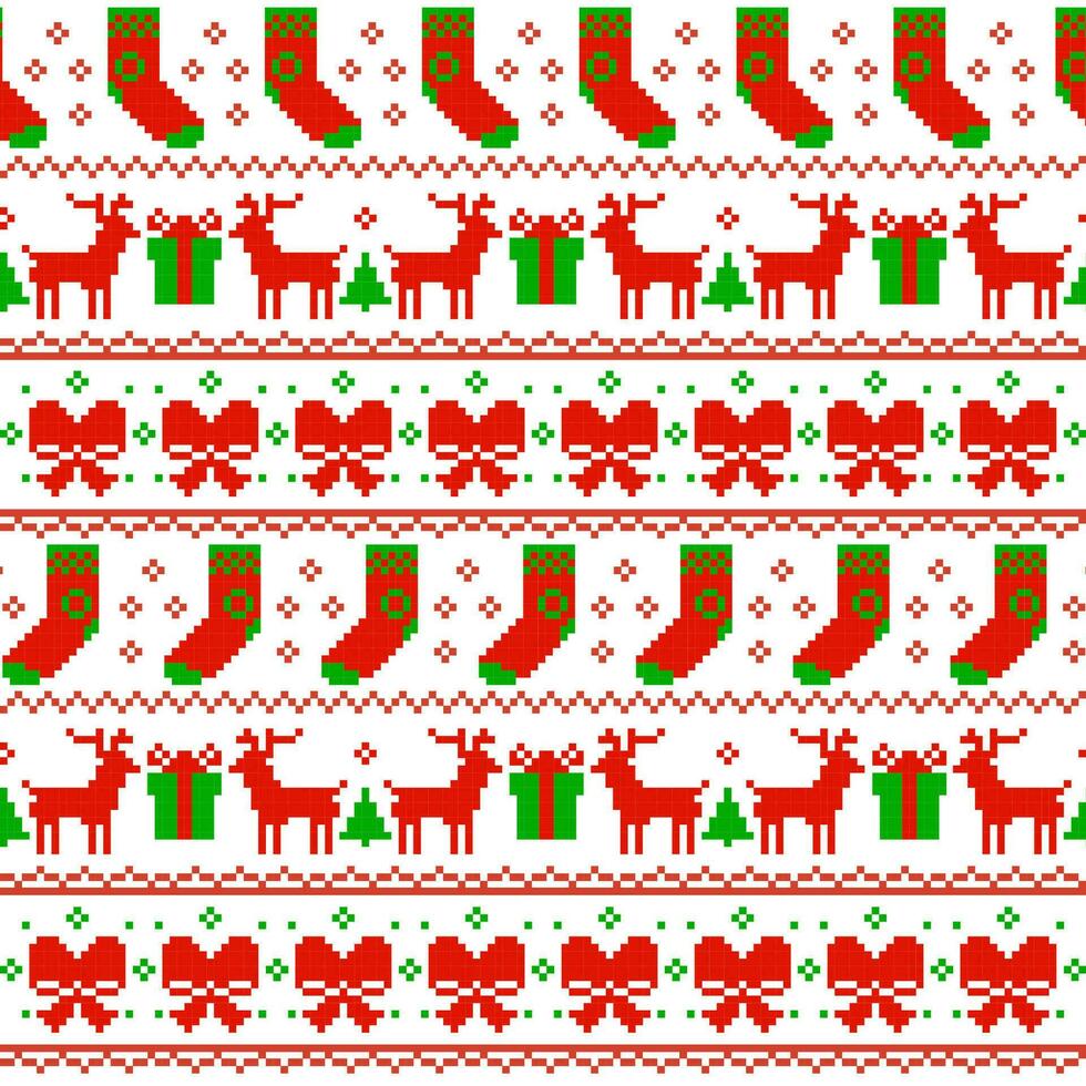 8bit pixel Christmas holiday sweater pattern vector