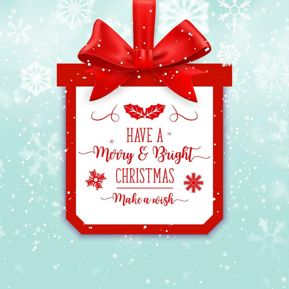 Christmas frame with red bow and snowflakes vector