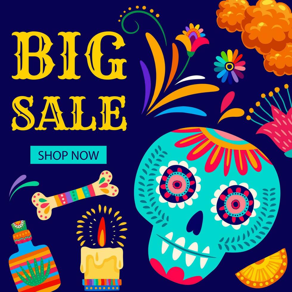 Day of the Dead mexican holiday big sale banner vector
