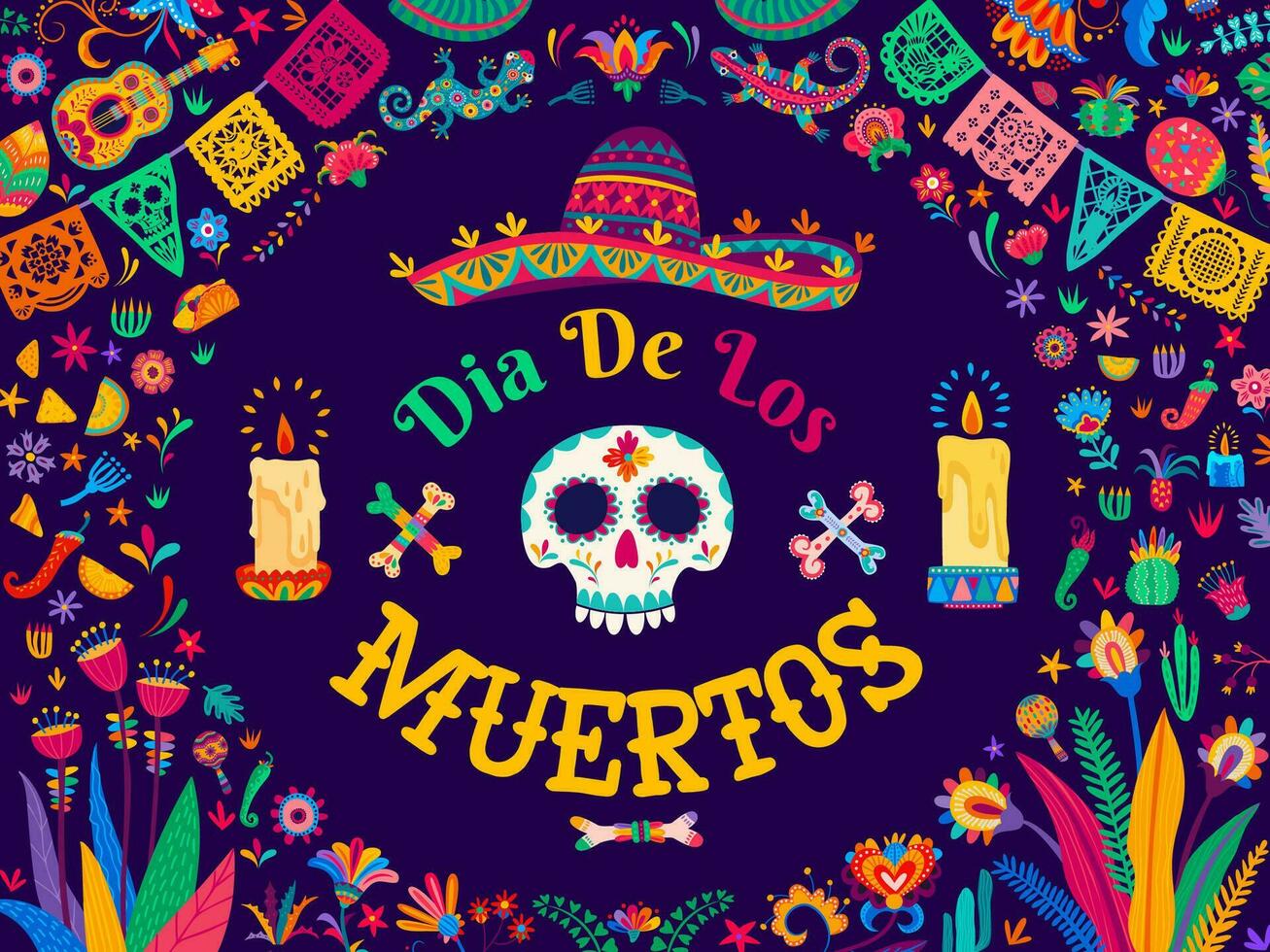 Dia de Los Muertos or Day of Dead calavera skull vector