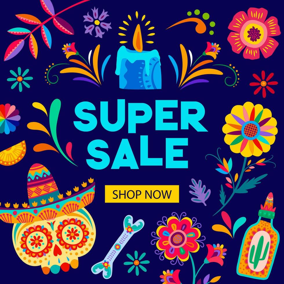 Day of Dead Dia De Los Muertos sale offer banner vector