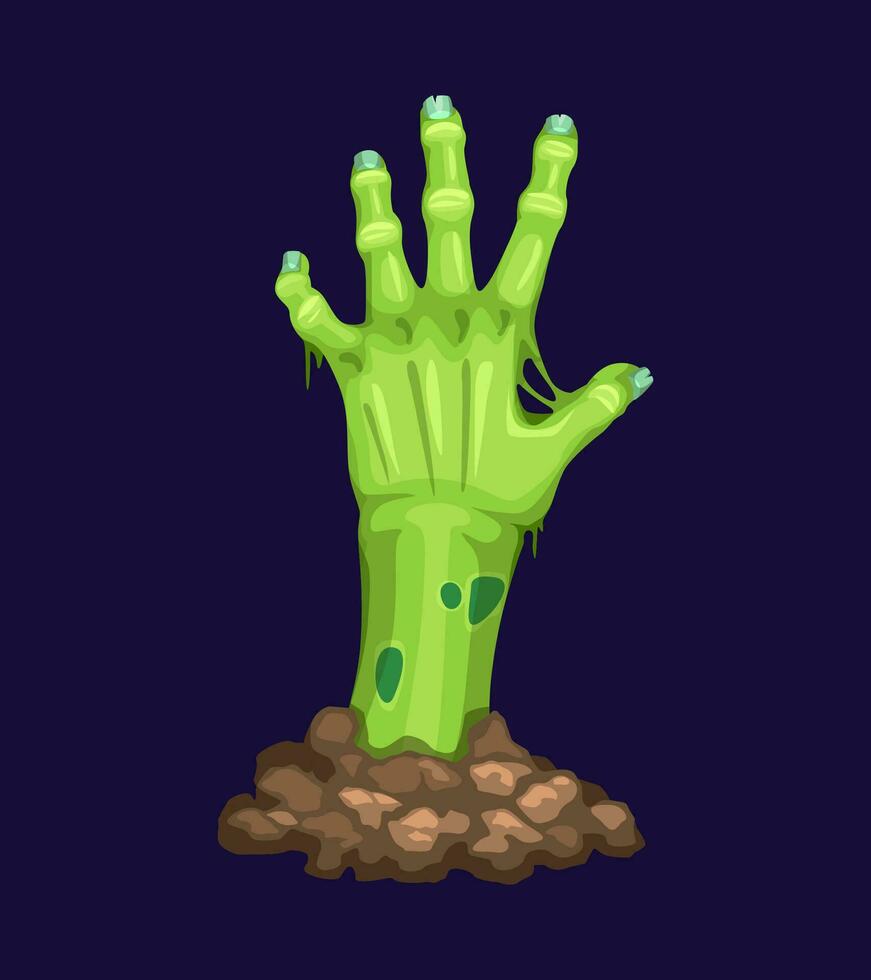 Cartoon zombie hand for Halloween, dead from grave vector