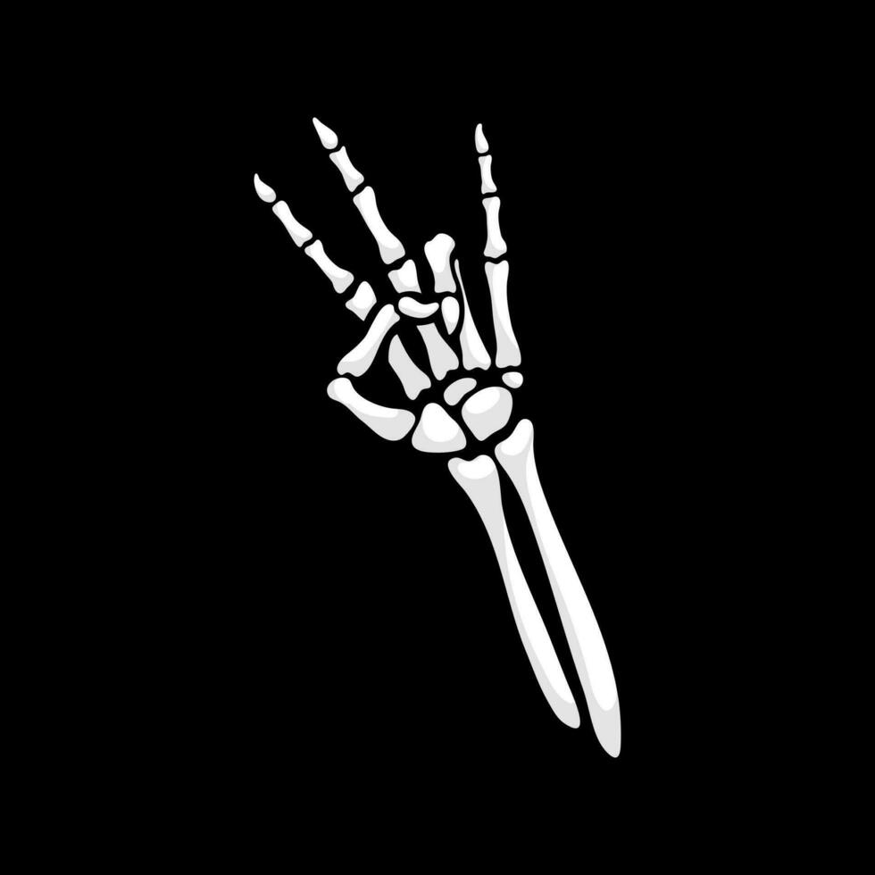 Skeleton hand forms a shocker gesture, bony arm vector