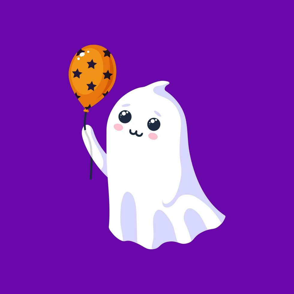 Víspera de Todos los Santos kawaii fantasma participación vistoso globo vector