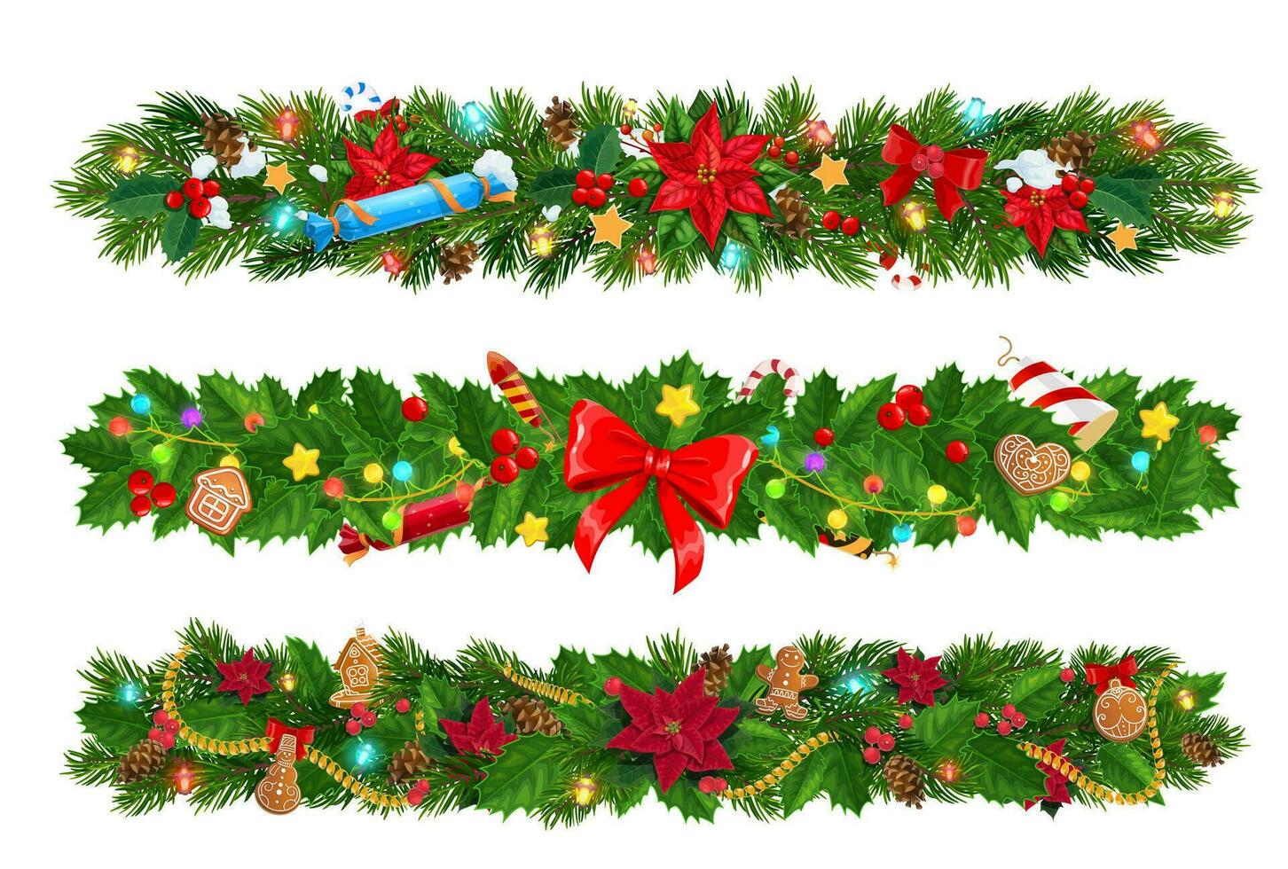 Christmas fir branches, winter holiday decoration vector