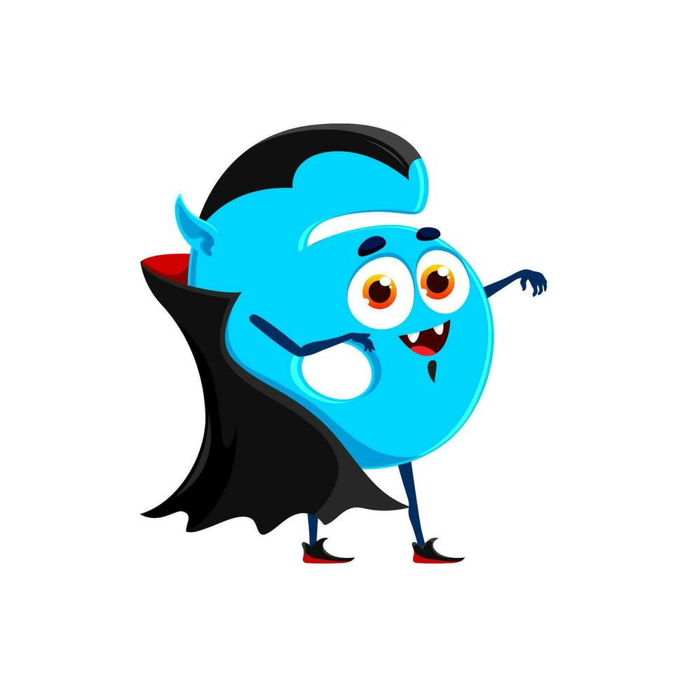 Halloween cartoon number 6 Dracula vampire costume vector