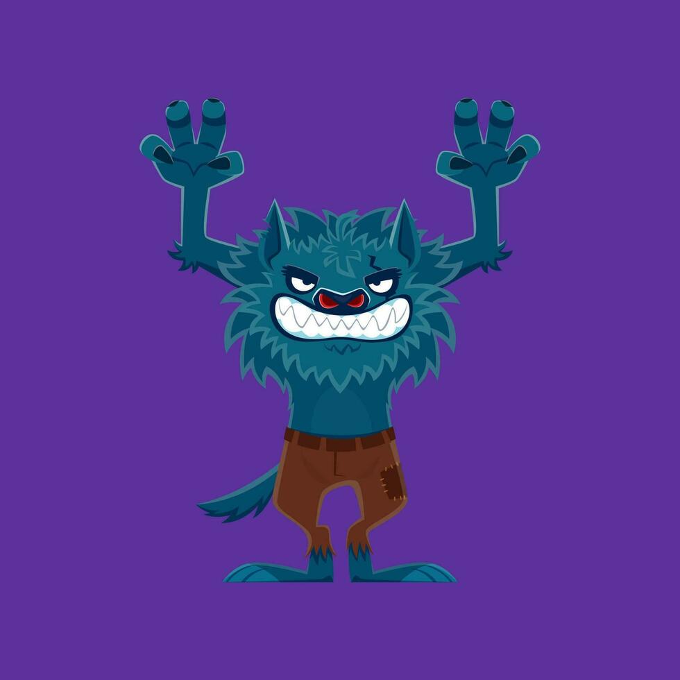 Víspera de Todos los Santos hombre-lobo personaje, fiesta monstruo vector